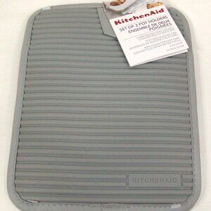 Set of 2 KitchenAid Pot holders with Silicone grip Gray NWT!